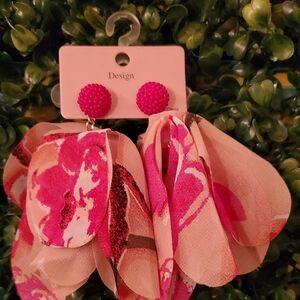 1pair Fashion Bead Decor Flower Drop Earrings